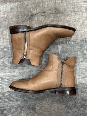 Franco Sarto Women’s “Halford” Ankle Double Zip Booties, Cognac, Size 7M, GUC